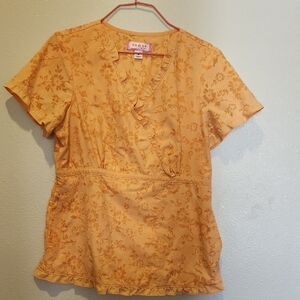 Koi Orange/peach Fitted Pretty Scrub Top